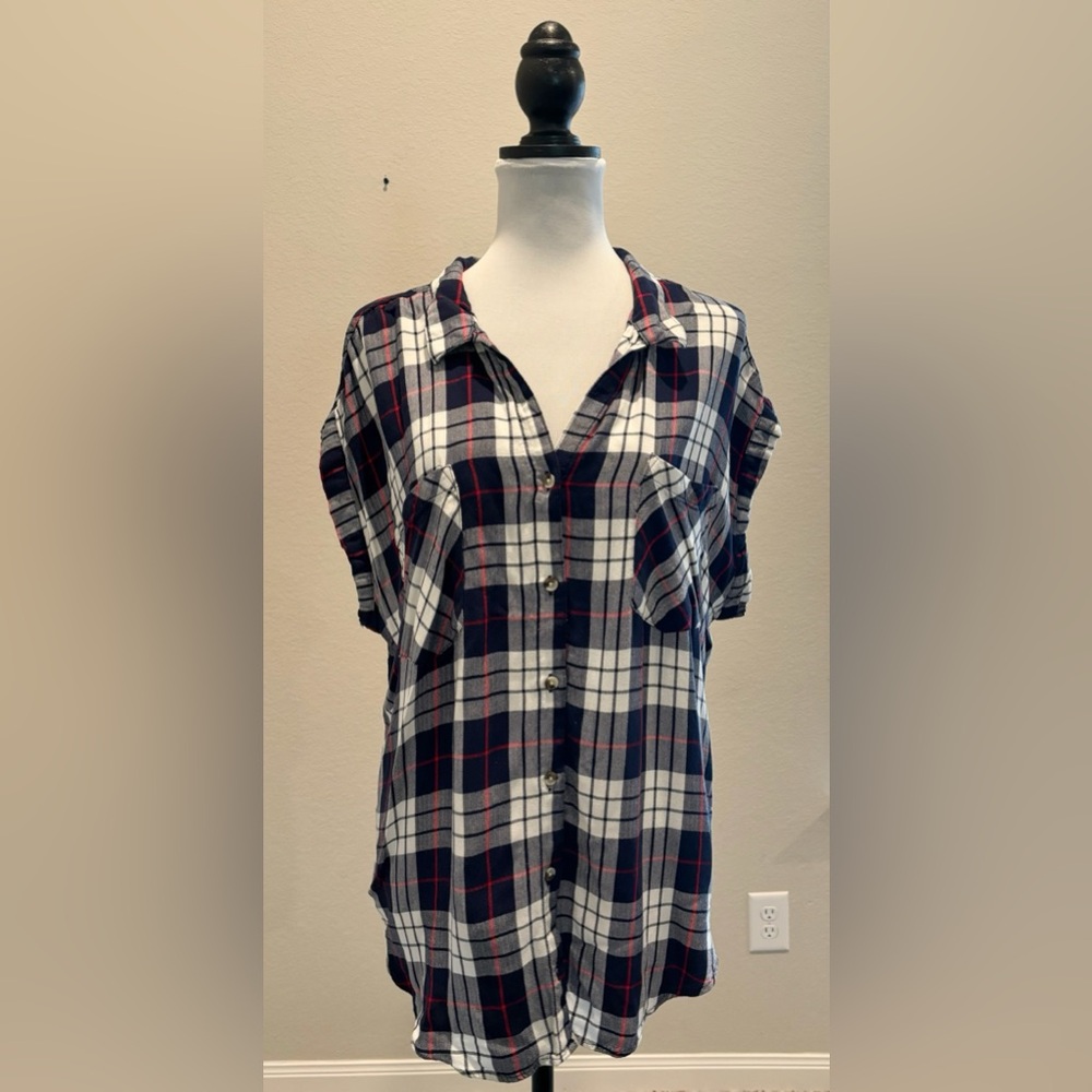 Jachs New York Boyfriend Plaid Button Down Shirt